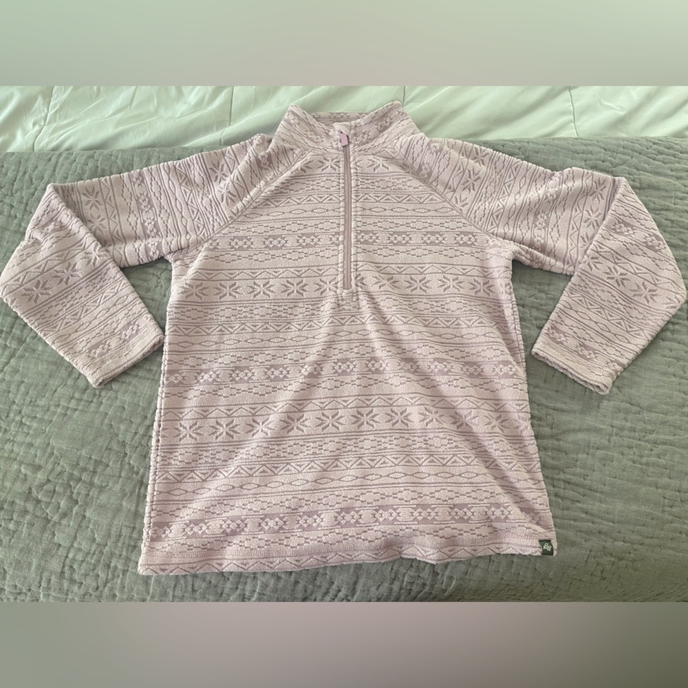 Eddie Bauer Girls’ lavender pink-ish Quarter-Zip Pullover fleece sz 14 pockets